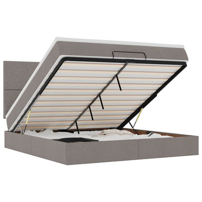 Struttura Letto Pouf con Materasso Tortora 180x200cm in Tessuto