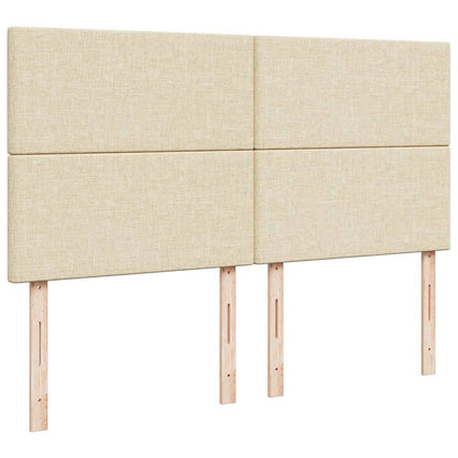 Struttura Letto Pouf con Materasso Crema 180x200 cm in Tessuto
