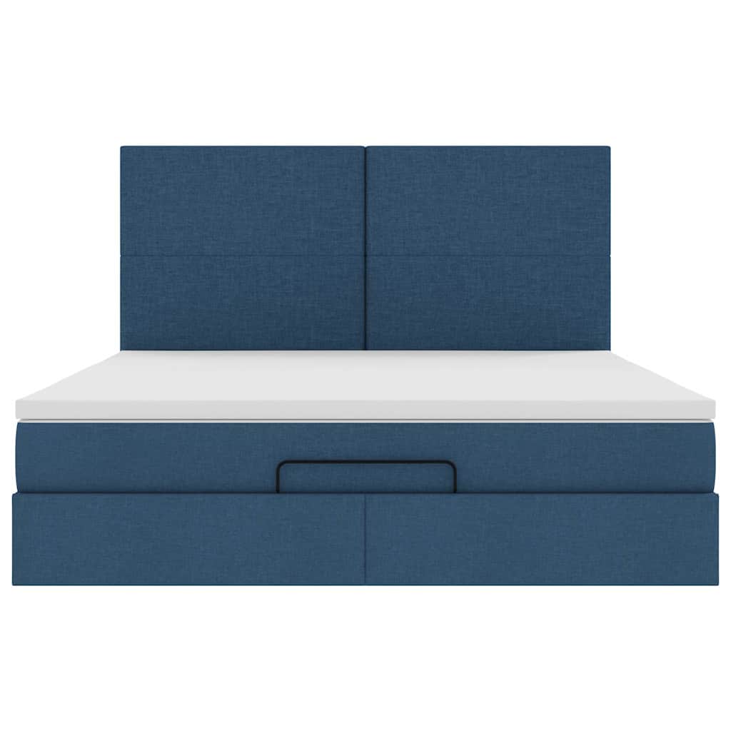 Struttura Letto Pouf con Materasso Blu 180x200cm in Tessuto | homemem39