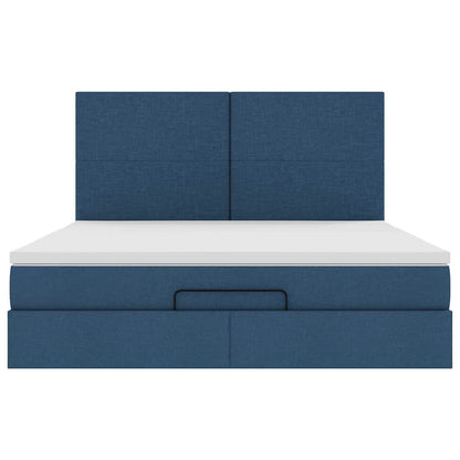 Struttura Letto Pouf con Materasso Blu 180x200cm in Tessuto | homemem39
