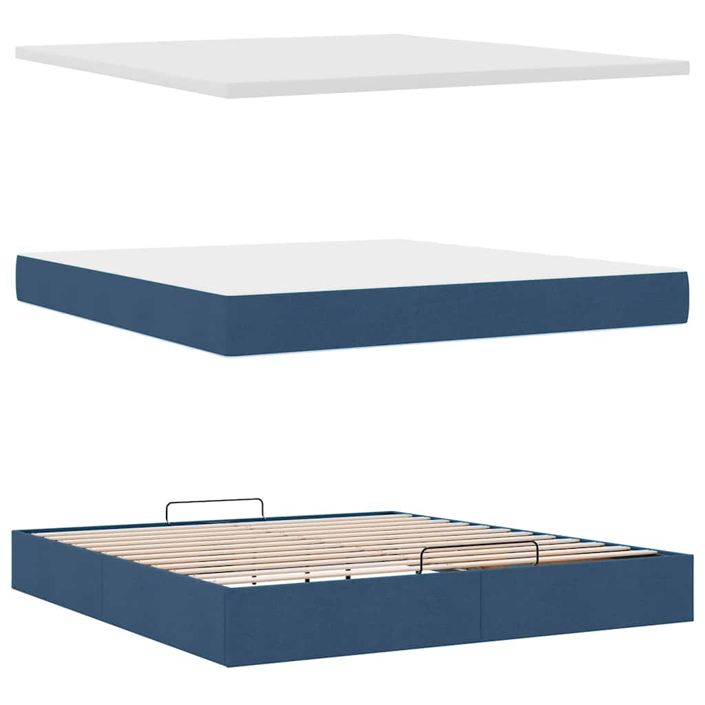 Struttura Letto Pouf con Materasso Blu 180x200cm in Tessuto | homemem39