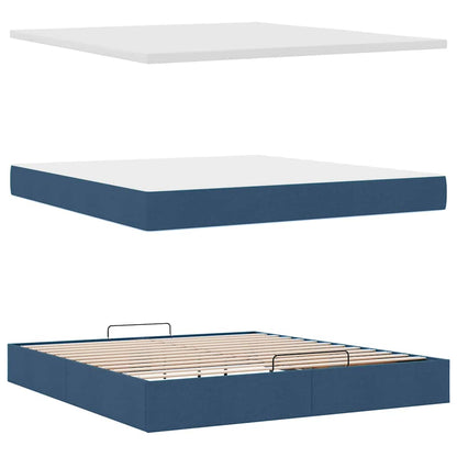 Struttura Letto Pouf con Materasso Blu 180x200cm in Tessuto | homemem39