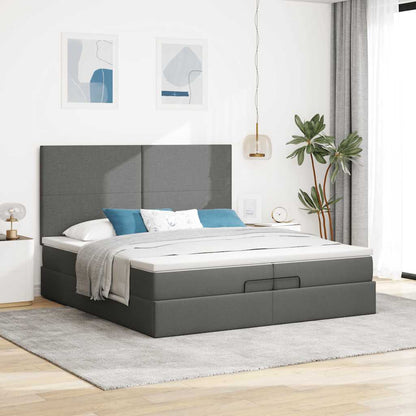Struttura Letto Pouf con Materassi 200x200 cm in Tessuto | homemem39