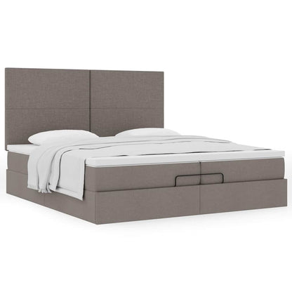 Struttura Letto Pouf con Materassi Tortora 200x200 cm Tessuto | homemem39
