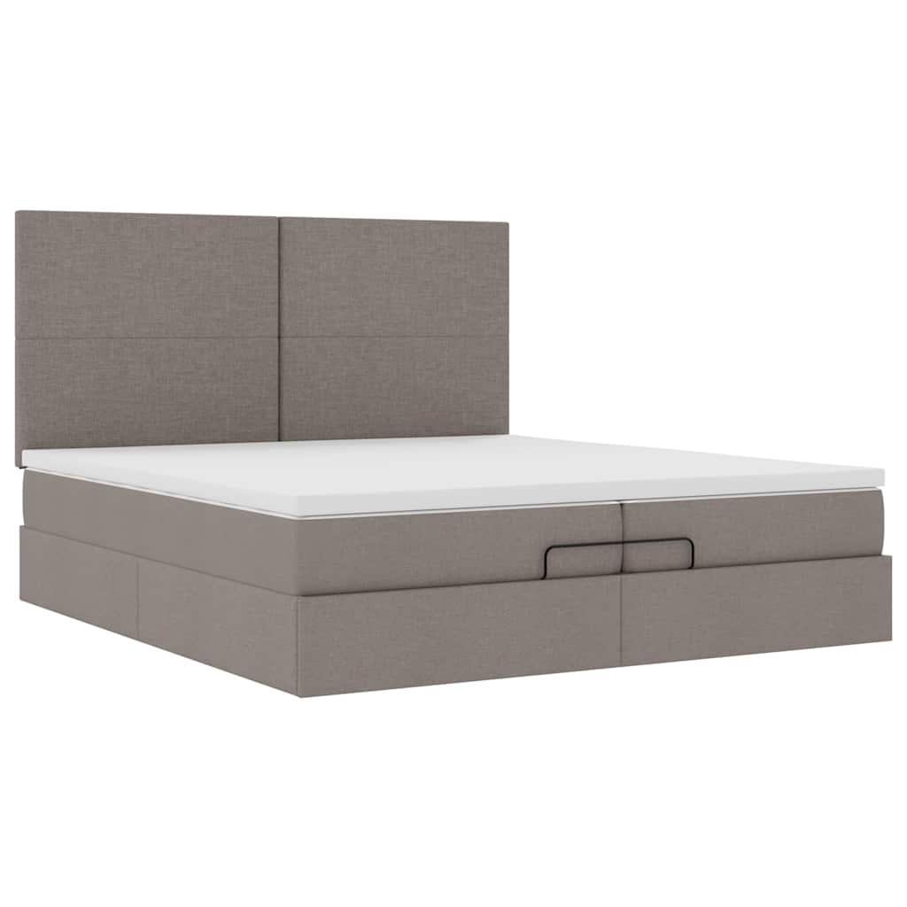 Struttura Letto Pouf con Materassi Tortora 200x200 cm Tessuto | homemem39