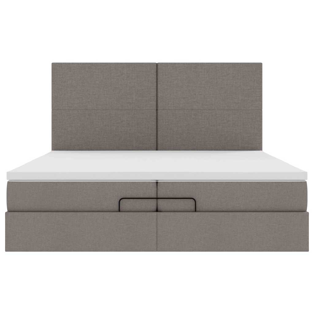Struttura Letto Pouf con Materassi Tortora 200x200 cm Tessuto | homemem39