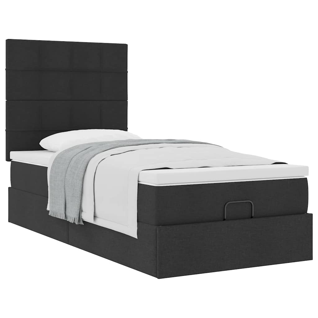 Struttura Letto Pouf con Materasso Nero 80x200 cm in Tessuto | homemem39