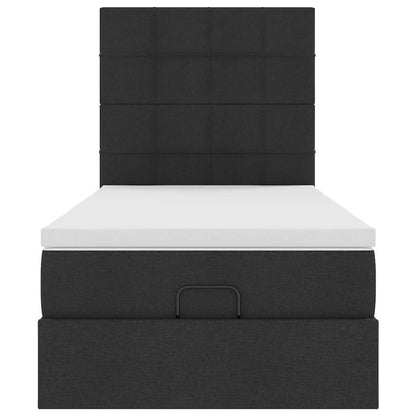 Struttura Letto Pouf con Materasso Nero 80x200 cm in Tessuto | homemem39