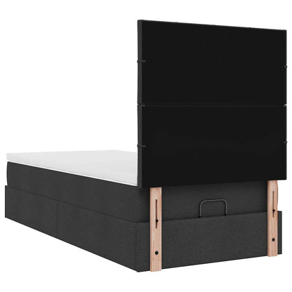 Struttura Letto Pouf con Materasso Nero 80x200 cm in Tessuto | homemem39