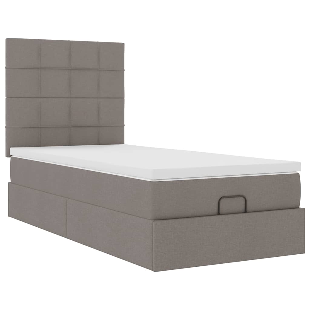 Struttura Letto Pouf con Materasso Tortora 80x200 cm in Tessuto | homemem39
