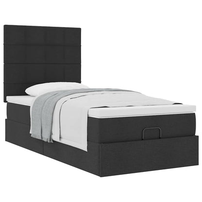 Struttura Letto Pouf con Materasso Nero 90x190 cm in Tessuto | homemem39