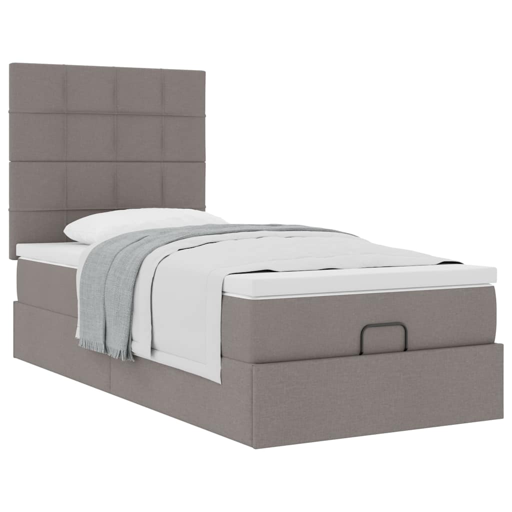 Struttura Letto Pouf con Materasso Tortora 90x190 cm in Tessuto | homemem39