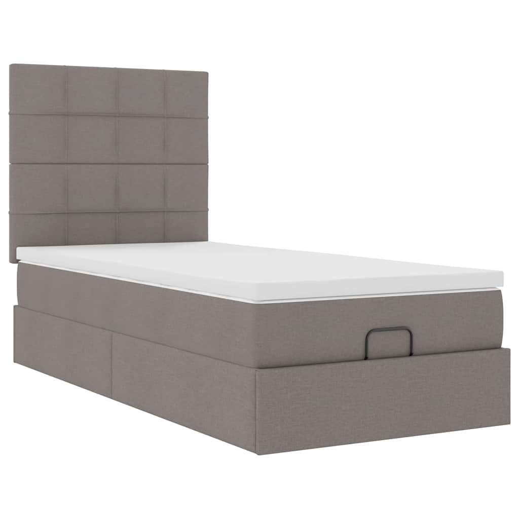 Struttura Letto Pouf con Materasso Tortora 90x190 cm in Tessuto | homemem39