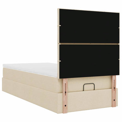 Struttura Letto Pouf con Materasso Crema 90x190 cm in Tessuto | homemem39