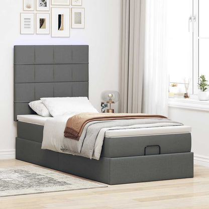Pouf Letto con Materasso Grigio Scuro 90x200 cm in Tessuto - homemem39