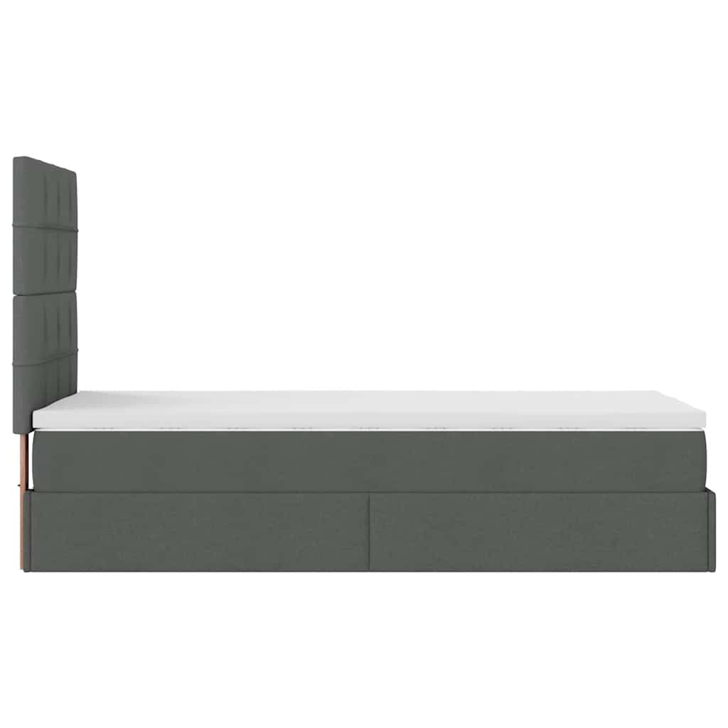 Pouf Letto con Materasso Grigio Scuro 90x200 cm in Tessuto - homemem39