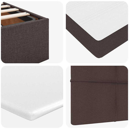 Pouf Letto con Materasso Marrone Scuro 90x200 cm in Tessuto