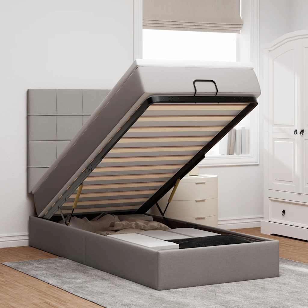 Pouf Letto con Materasso Tortora 90x200 cm in Tessuto | homemem39