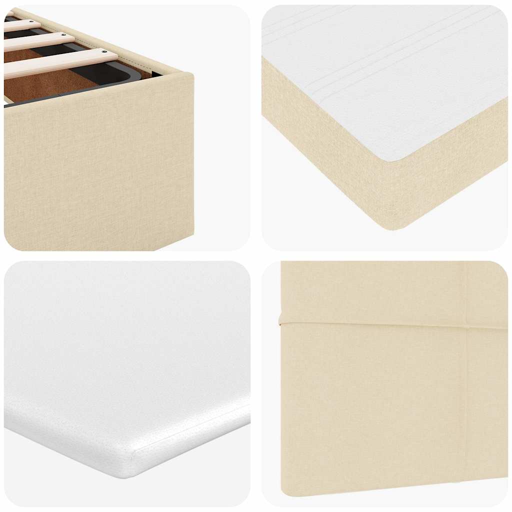 Pouf Letto con Materasso Crema 90x200 cm in Tessuto