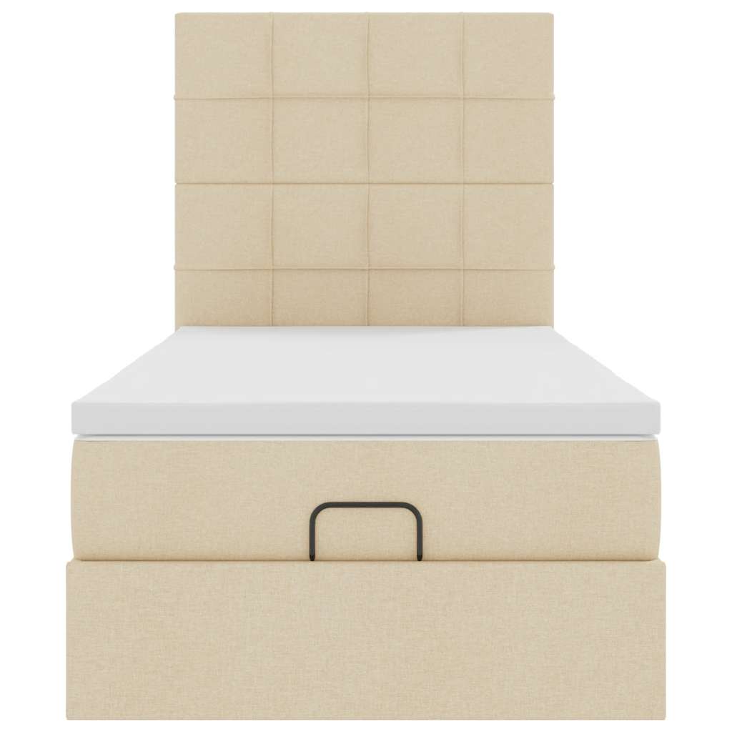 Pouf Letto con Materasso Crema 90x200 cm in Tessuto | homemem39