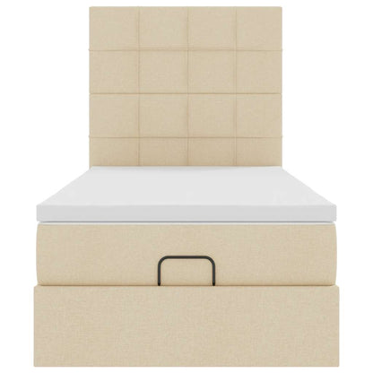 Pouf Letto con Materasso Crema 90x200 cm in Tessuto | homemem39