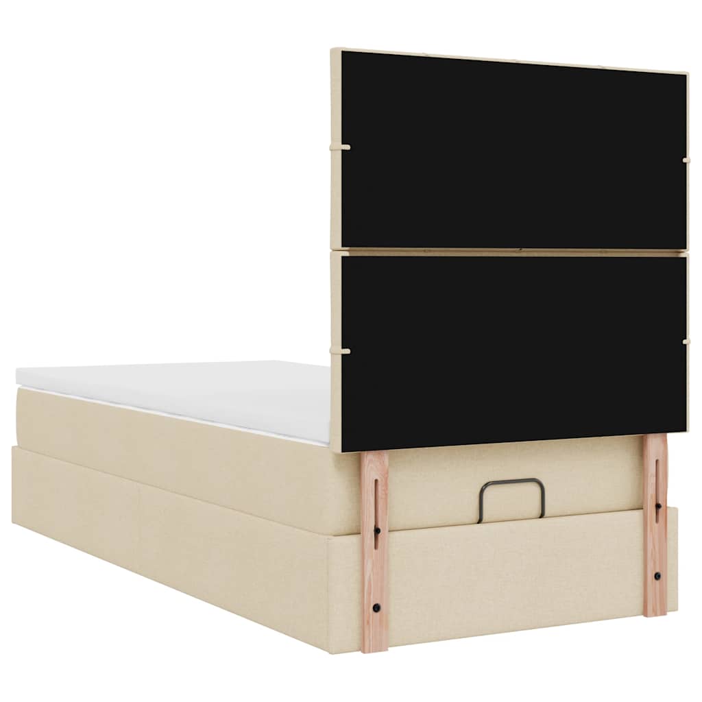 Pouf Letto con Materasso Crema 90x200 cm in Tessuto | homemem39