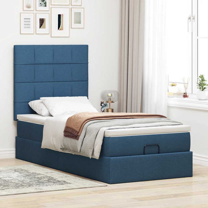 Pouf Letto con Materasso Blu 90x200 cm in Tessuto | homemem39