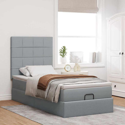 Pouf Letto con Materasso Grigio Chiaro 100x200 cm in Tessuto - homemem39