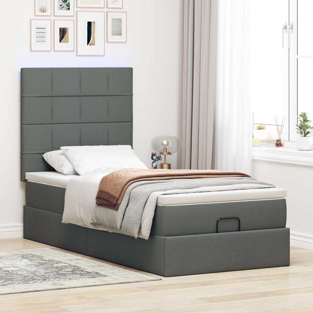 Struttura Letto Pouf con Materasso 100x200 cm in Tessuto