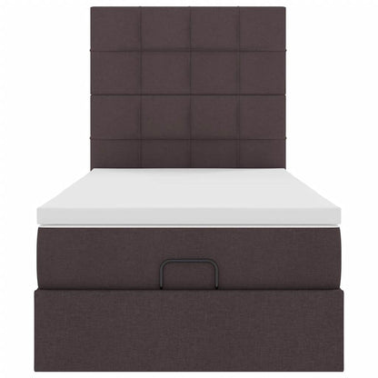 Pouf Letto con Materasso Marrone Scuro 100x200 cm in Tessuto - homemem39