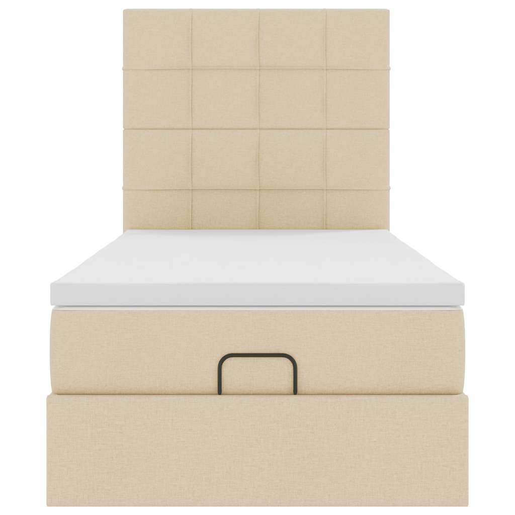 Pouf Letto con Materasso Crema 100x200 cm in Tessuto