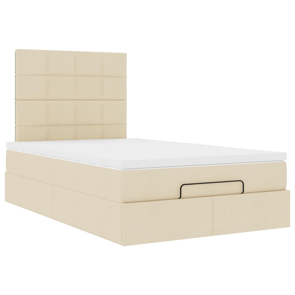 Struttura Letto Pouf con Materasso Crema 120x190 cm in Tessuto | homemem39