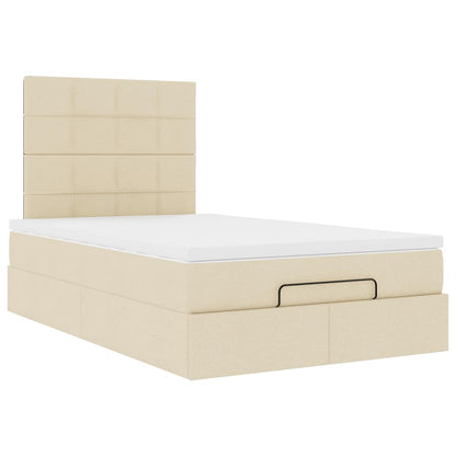 Struttura Letto Pouf con Materasso Crema 120x190 cm in Tessuto | homemem39