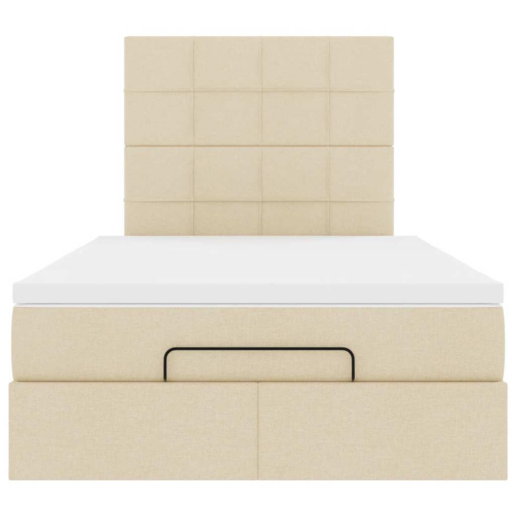 Struttura Letto Pouf con Materasso Crema 120x190 cm in Tessuto | homemem39