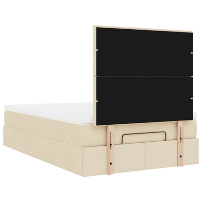Struttura Letto Pouf con Materasso Crema 120x190 cm in Tessuto | homemem39