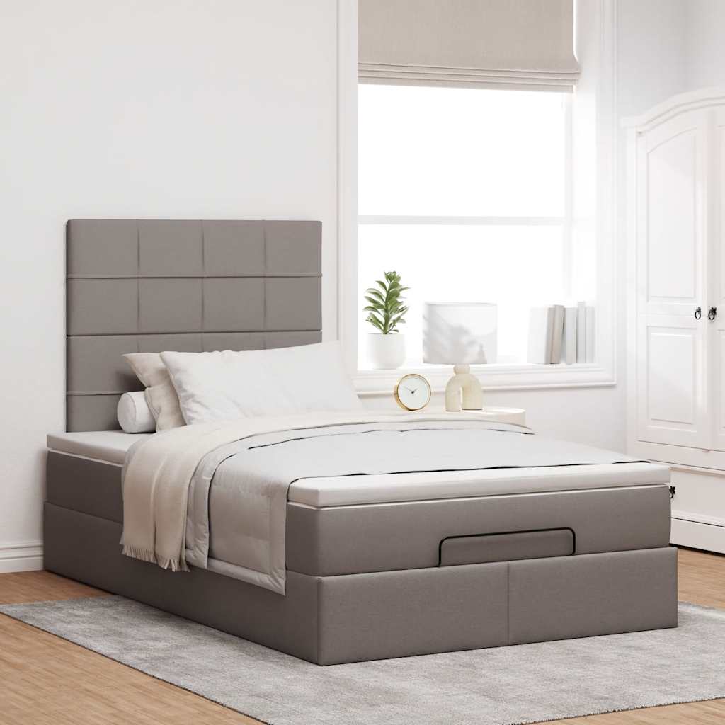 Struttura Letto Pouf con Materasso Tortora 120x200cm in Tessuto | homemem39