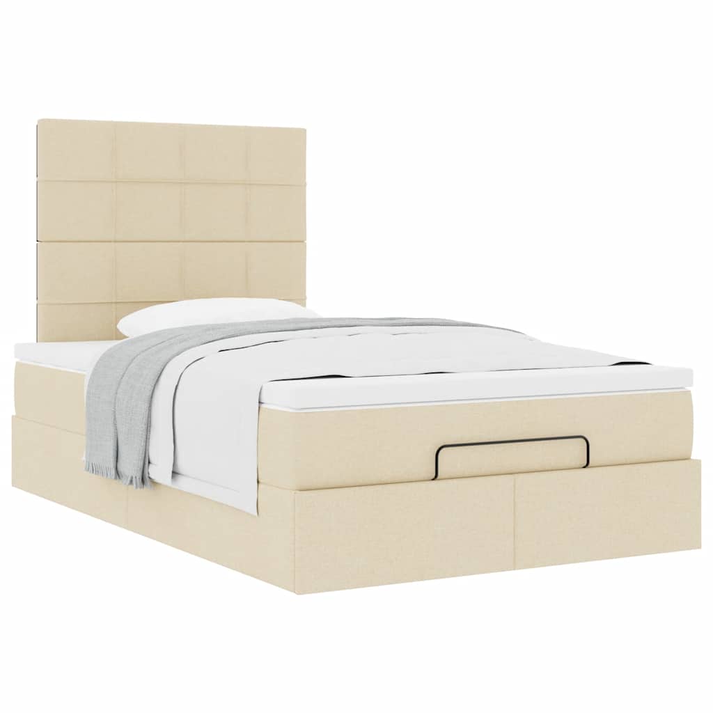 Struttura Letto Pouf con Materasso Crema 120x200 cm in Tessuto | homemem39