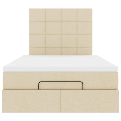 Struttura Letto Pouf con Materasso Crema 120x200 cm in Tessuto | homemem39