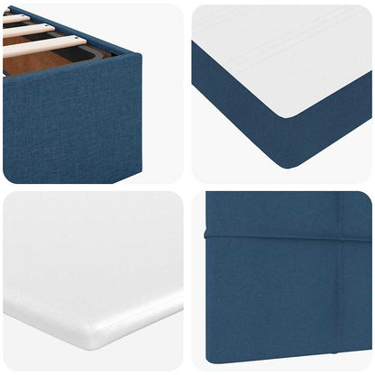 Struttura Letto Pouf con Materasso Blu 120x200 cm in Tessuto