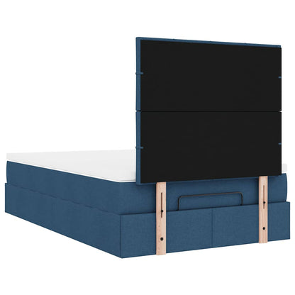 Struttura Letto Pouf con Materasso Blu 120x200 cm in Tessuto | homemem39