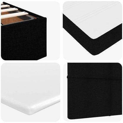 Struttura Letto Pouf con Materasso Nero 140x200 cm in Tessuto
