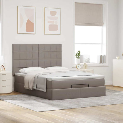 Struttura Letto Pouf con Materasso Tortora 140x200cm in Tessuto | homemem39