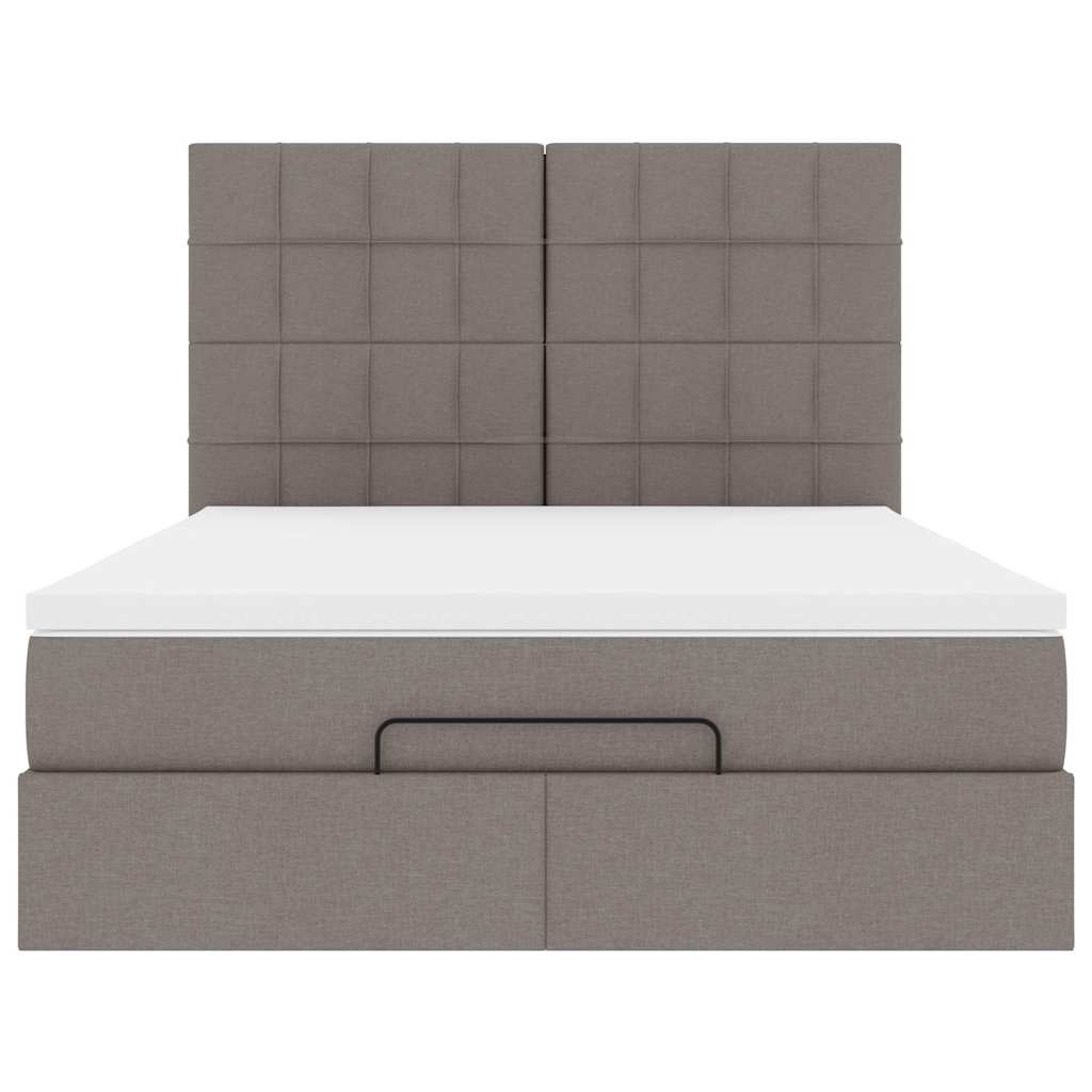 Struttura Letto Pouf con Materasso Tortora 140x200cm in Tessuto | homemem39