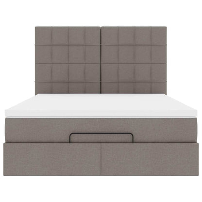 Struttura Letto Pouf con Materasso Tortora 140x200cm in Tessuto | homemem39