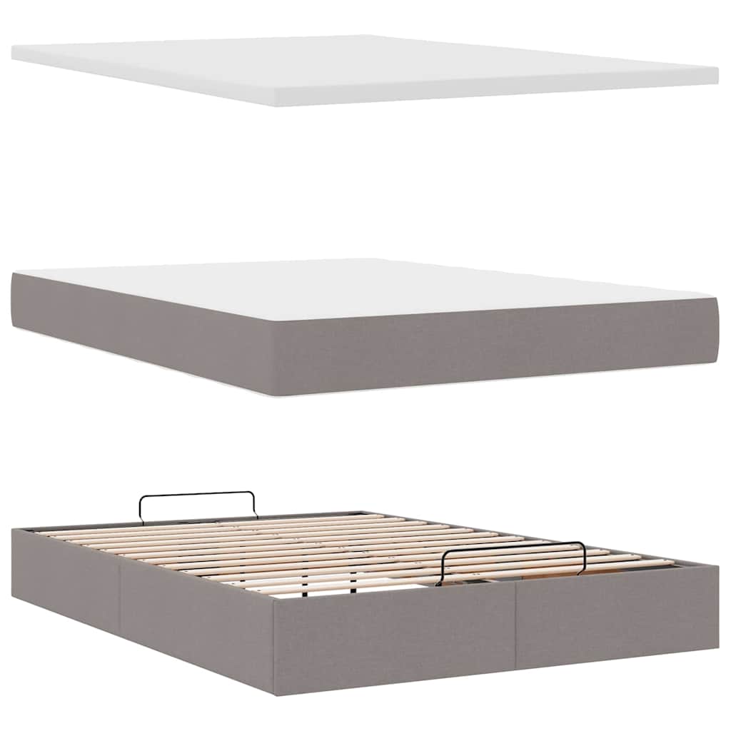 Struttura Letto Pouf con Materasso Tortora 140x200cm in Tessuto | homemem39