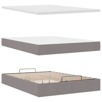 Struttura Letto Pouf con Materasso Tortora 140x200cm in Tessuto | homemem39