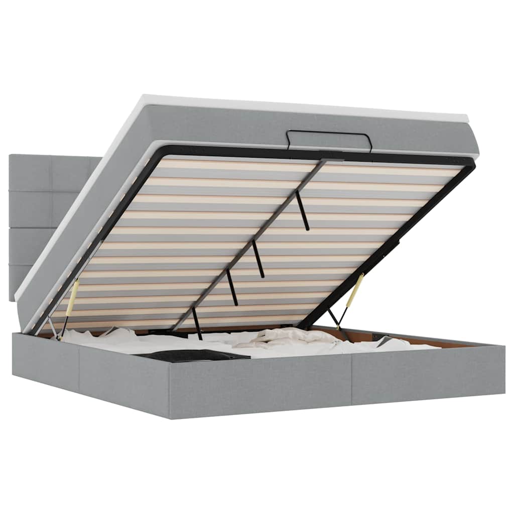 Struttura Letto Pouf con Materasso 180x200 cm in Tessuto - homemem39