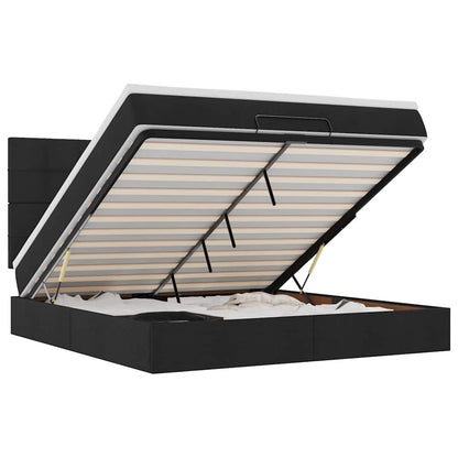 Struttura Letto Pouf con Materasso Nero 180x200 cm in Tessuto - homemem39