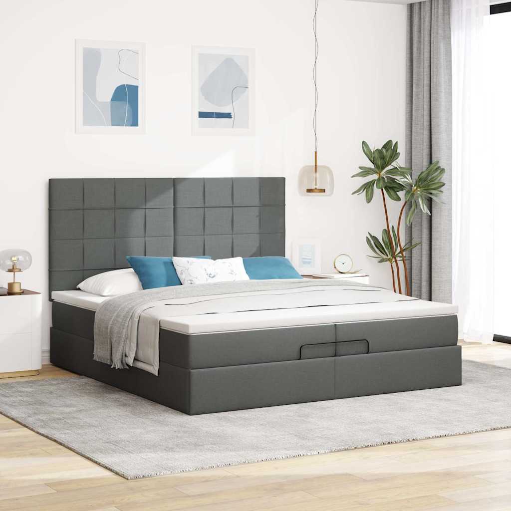 Struttura Letto Pouf con Materassi 200x200 cm in Tessuto | homemem39