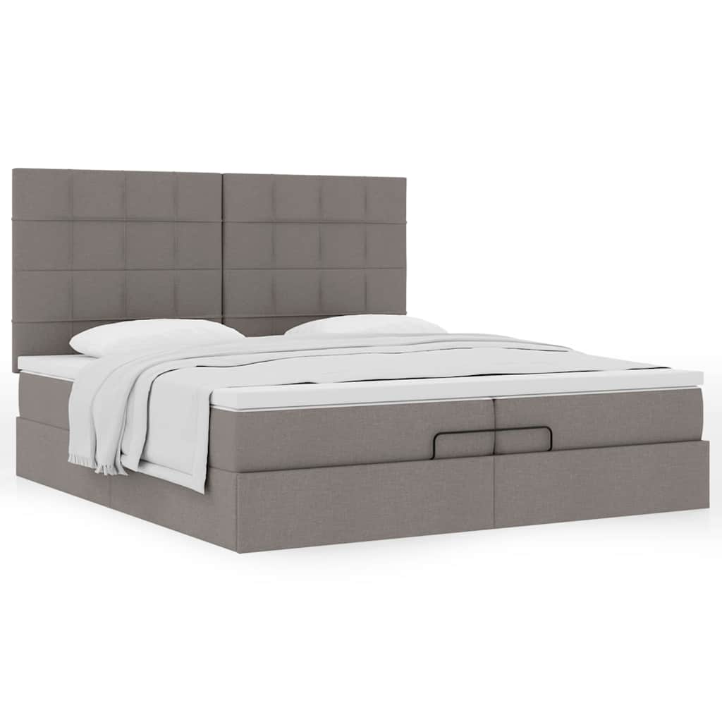 Struttura Letto Pouf con Materassi Tortora 200x200 cm Tessuto | homemem39